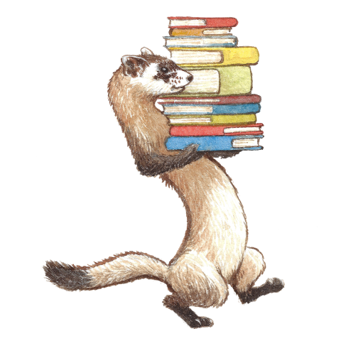 Black-Footed Ferret with Books