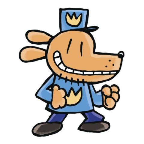 A cartoon of a dog in a police uniform